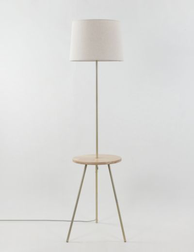Wooden Circular Table Floor Lamp